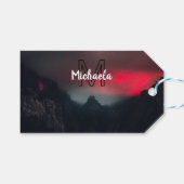 Burning clouds, fog and mountains monogram in sky cadeaulabel (Voorkant (Horizontaal))