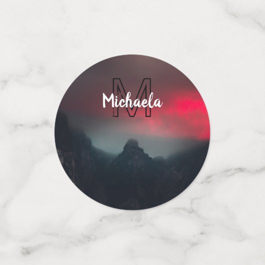 Burning clouds, fog and mountains monogram in sky confetti (Kleine voorkant)