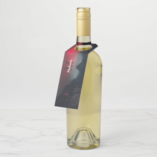 Burning clouds, fog and mountains monogram in sky flessenhanger (Schuin)