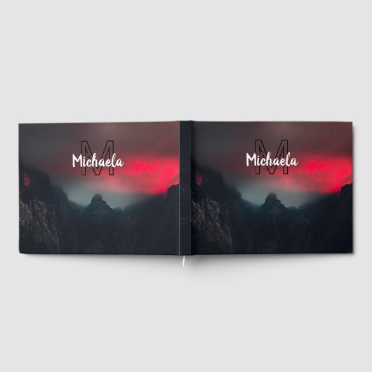 Burning clouds, fog and mountains monogram in sky gastenboek (Volledig)