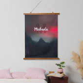 Burning clouds, fog and mountains monogram in sky hangend wandkleed (Slaapkamer)