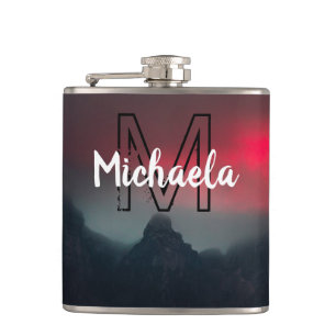 Burning clouds, fog and mountains monogram in sky heupfles
