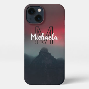 Burning clouds, fog and mountains monogram in sky iPhone 13 hoesje