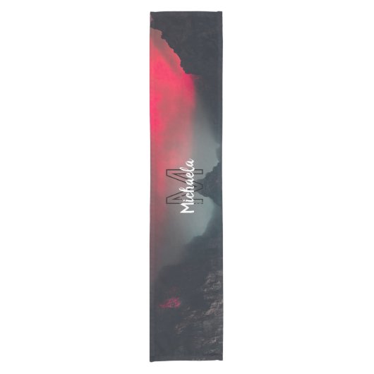 Burning clouds, fog and mountains monogram in sky korte tafelloper (Voorkant)