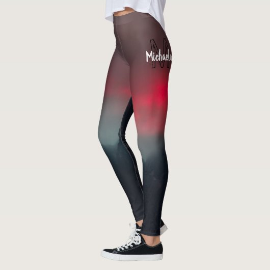 Burning clouds, fog and mountains monogram in sky leggings (Links)