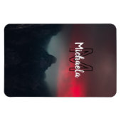 Burning clouds, fog and mountains monogram in sky magneet (Horizontaal)