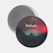 Burning clouds, fog and mountains monogram in sky magneet (Voorkant / Achterkant)