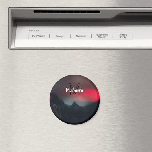 Burning clouds, fog and mountains monogram in sky magneet (Insitu (Vaatwasser))