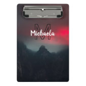 Burning clouds, fog and mountains monogram in sky mini klembord (Voorkant)