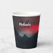 Burning clouds, fog and mountains monogram in sky papieren bekers (Voorkant)