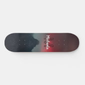 Burning clouds, fog and mountains monogram in sky persoonlijk skateboard (Horizontaal)