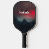 Burning clouds, fog and mountains monogram in sky pickleball paddle (Achterkant)