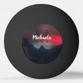 Burning clouds, fog and mountains monogram in sky pingpongbal (Achterkant)