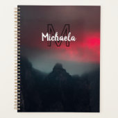 Burning clouds, fog and mountains monogram in sky planner (Voorkant)