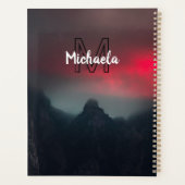 Burning clouds, fog and mountains monogram in sky planner (Achterkant)