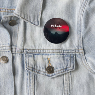 Burning clouds, fog and mountains monogram in sky ronde button 5,7 cm