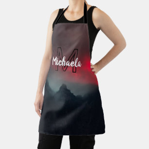 Burning clouds, fog and mountains monogram in sky schort