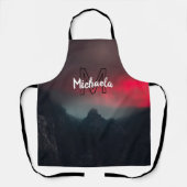 Burning clouds, fog and mountains monogram in sky schort (Voorkant)