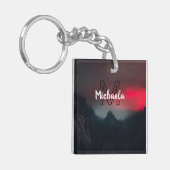 Burning clouds, fog and mountains monogram in sky sleutelhanger (Voorkant Links)