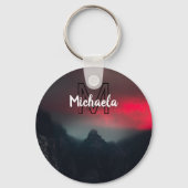 Burning clouds, fog and mountains monogram in sky sleutelhanger (Voorkant)