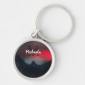 Burning clouds, fog and mountains monogram in sky sleutelhanger (Voorkant)