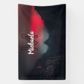 Burning clouds, fog and mountains monogram in sky spandoek (Verticaal)