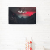 Burning clouds, fog and mountains monogram in sky spandoek (Insitu)