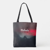 Burning clouds, fog and mountains monogram in sky tote bag (Achterkant)