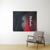 Burning clouds, fog and mountains monogram in sky wandkleed (In Situ (horizontaal))