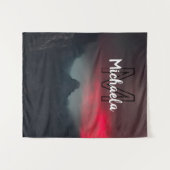 Burning clouds, fog and mountains monogram in sky wandkleed (Voorkant (horizontaal))