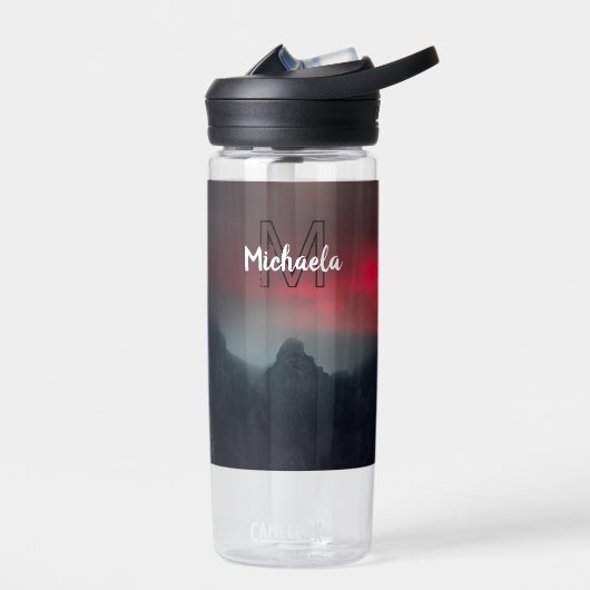 Burning clouds, fog and mountains monogram in sky waterfles (Links)