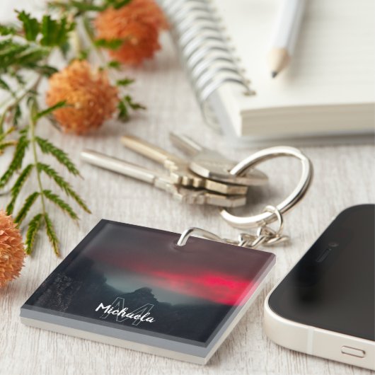 Burning clouds, fog and mountains monogram sleutelhanger (Voorkant Rechts)