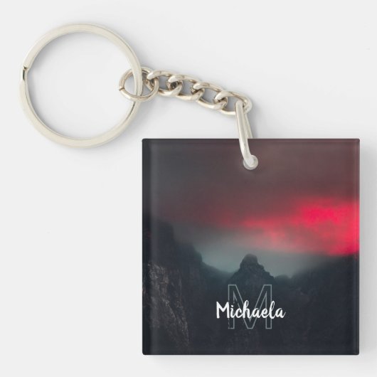 Burning clouds, fog and mountains monogram sleutelhanger (Voorkant)