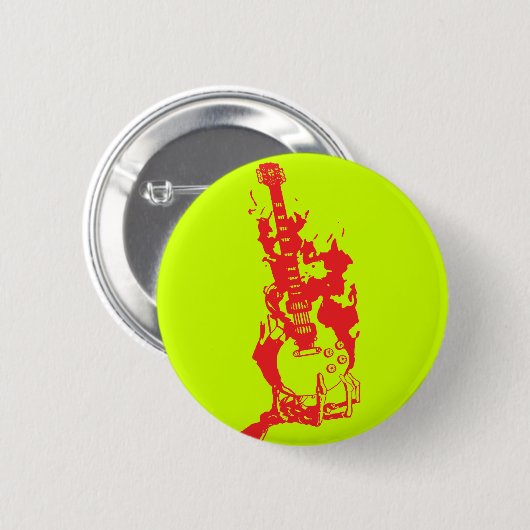 BURNING GUITAR RONDE BUTTON 5,7 CM (Voorkant /achterkant)