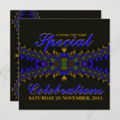 Burning Hearts Electric Indigo Lace Invitation Kaart (Voorkant / Achterkant)