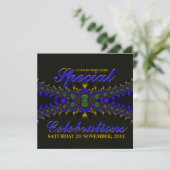 Burning Hearts Electric Indigo Lace Invitation Kaart (Staand voorkant)