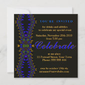 Burning Hearts Electric Indigo Lace Invitation Kaart (Achterkant)