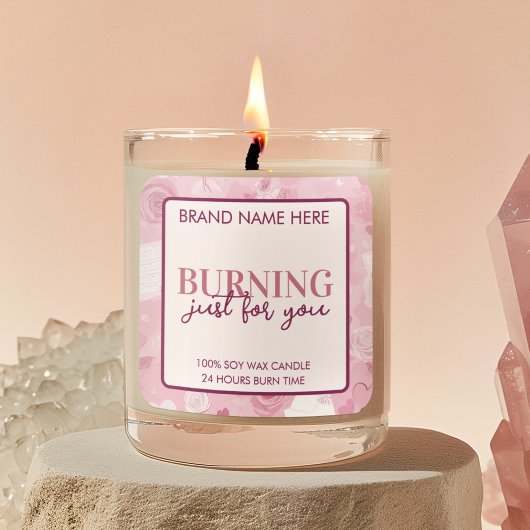 Burning Just For You Valentine's Day Candle Label