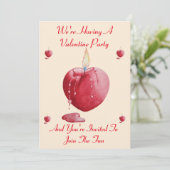 Burning Liefde Hart valentijnen Feestuitnodiging Kaart (Staand voorkant)