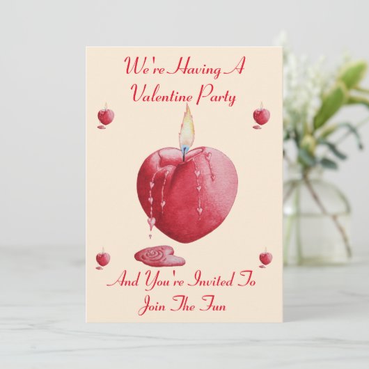 Burning Liefde Hart valentijnen Feestuitnodiging Kaart (Staand voorkant)