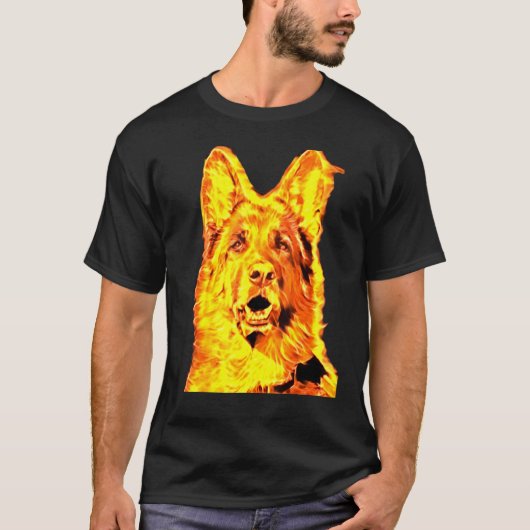 Burning Love German Shepherd Dog Black T-shirt (Voorkant)
