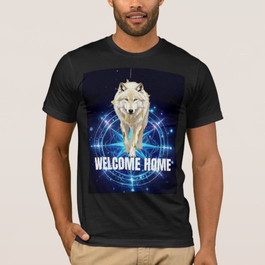 Burning Man Wolf Heilige Geometrie Neon Kosmische T-shirt (Voorkant)