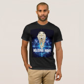 Burning Man Wolf Heilige Geometrie Neon Kosmische T-shirt (Voorkant volledig)
