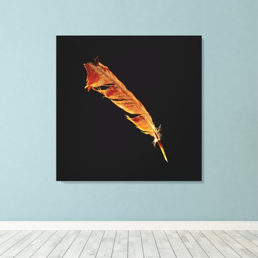 Burning Raven's Feather voor kraaienliefhebbers Canvas Afdruk (Insitu (Houten vloer))