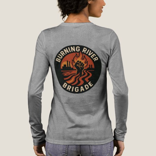 Burning river brigade long sleeve  Tri-Blend shirt (Achterkant)