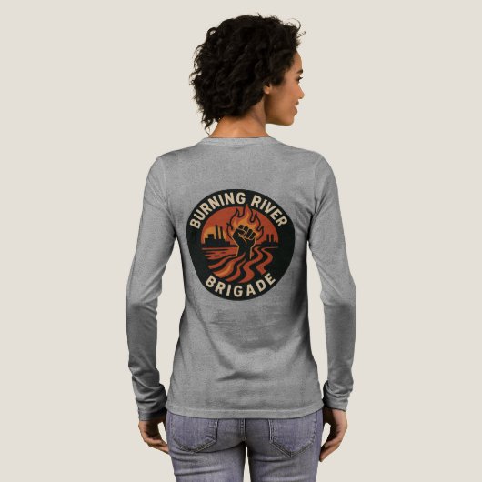 Burning river brigade long sleeve  Tri-Blend shirt (Achterkant)