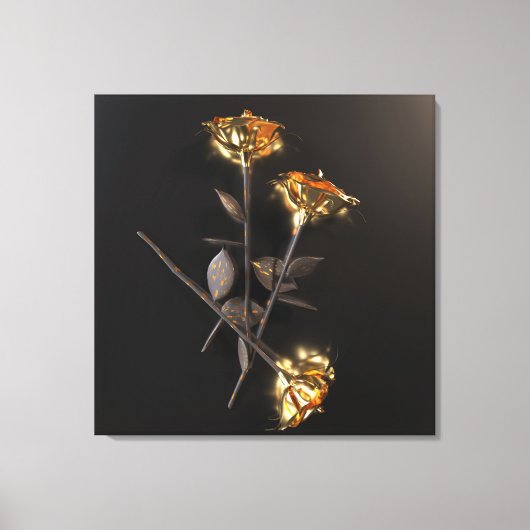 Burning Roses – Golden Elegance Canvas Afdruk (Voorkant)