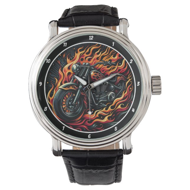 Burning Rubber, Fiery Watch Face. Horloge (Voorkant)