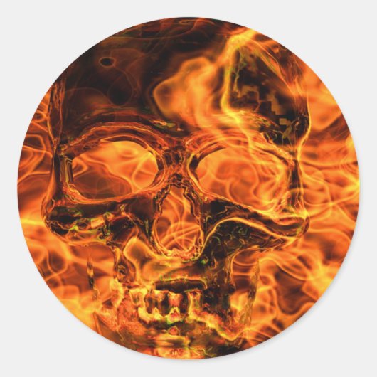 Burning skull ronde sticker (Voorkant)