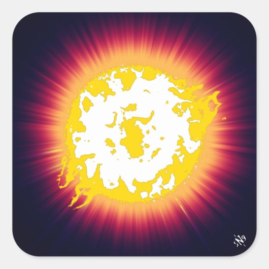 Burning Star Vierkante Sticker (Voorkant)
